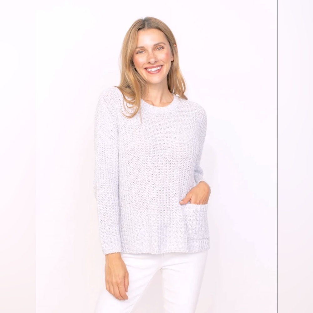 HABITAT By the Sea Fisherman Rib Pullover - Cotton Dolman Sleeves - Smoke - M